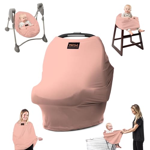 Milk Snob Original 5-in-1 Luxe Bezug – Multifunktionale Babytrage mit Stilltop-Funktion | Stilltuch für unterwegs, Kinderwagen Sonnenschutz, Bezug für Babyschale, etc. (Light Pink) von Milk Snob