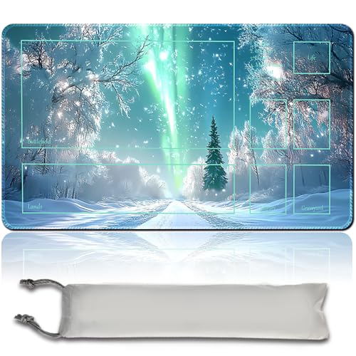 MTG Playmat, Size 60X35CM MTG Spielmatte Zonen Genäht Kanten Glatte Gummioberfläche Mauspad, Kampf Brettspiel TCG Spielmatten+ Aufbewahrungstasche (MTG Set 45-2,with Zone) von MilkPlaymat