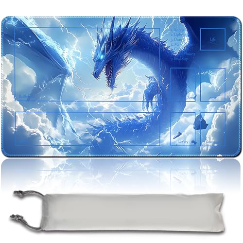 MTG Playmat, Size 60X35CM MTG Spielmatte Zonen Genäht Kanten Glatte Gummioberfläche Mauspad, Kampf Brettspiel TCG Spielmatten+ Aufbewahrungstasche (MTG Set 45-4,with Zone) von MilkPlaymat