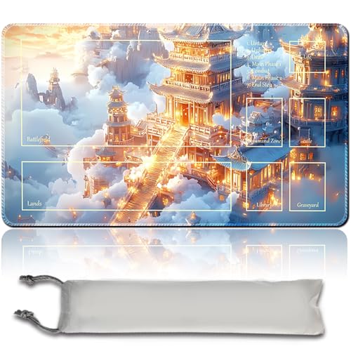 MTG Playmat, Size 60X35CM MTG Spielmatte Zonen Genäht Kanten Glatte Gummioberfläche Mauspad, Kampf Brettspiel TCG Spielmatten+ Aufbewahrungstasche (MTG Set 45-6,with Zone) von MilkPlaymat