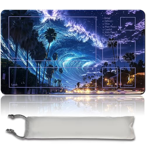 MTG Playmat wasserdichte Tasche, MTG Spielmatte, rutschfeste Rückseite, ideal für Kartenspiel-Enthusiasten, TCG Playmat Mouse Pad kompatibel mit MTG TCG CCG RPG (MTG Set 43-3,with Zone) von MilkPlaymat