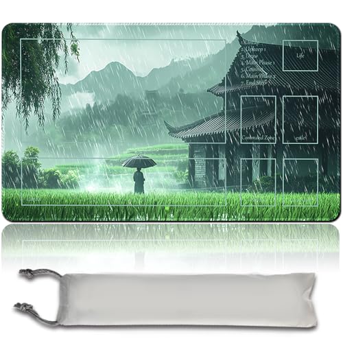 MTG Spielmatte+Bag 60X35 cm MTG Spielmatte mit Zonen, genähte Kanten Spielmatte Trading Card Game Spielmatten Mauspad Glatte Gummioberfläche TCG Spielmatte (MTG Set 42-10,with Zone) von MilkPlaymat