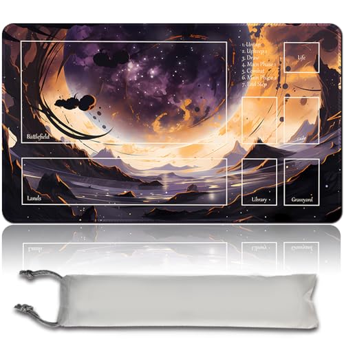 MilkPlaymat Brettspiel MTG Spielmatten+Kostenlose wasserdichte Bag,Stitched Edges,Game Mat 60 x 35 cm Smooth Rubber Surface,MTG PlayMat with Zones (MTG (21),with Zone) von MilkPlaymat