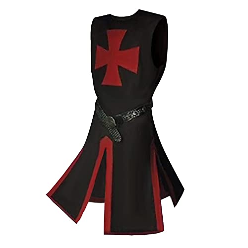 Millay Herren Mittelalterliche Kreuzritter Templer Tunika Kostüme Robe Umhang Renaissance Halloween Wappenrock Krieger Cosplay von Millay