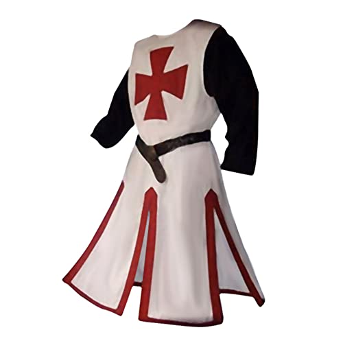 Millay Herren Mittelalterliche Kreuzritter Templer Tunika Kostüme Robe Umhang Renaissance Halloween Wappenrock Krieger Cosplay von Millay