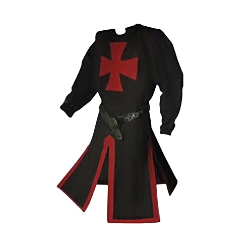 Millay Herren Mittelalterliche Kreuzritter Templer Tunika Kostüme Robe Umhang Renaissance Halloween Wappenrock Krieger Cosplay von Millay