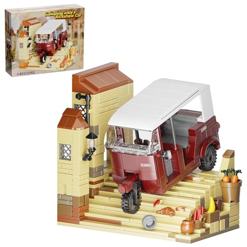 Milliongspring Indisches Jnos Tuk-Tuk-Baustein-Set, kreatives Bauspielzeug für die Raumdekoration, Tuk-Auto-Bausatz, Modellspielzeug, Geschenk für Kinder und Erwachsene (404 Teile) von Millionspring