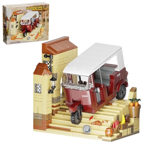 Milliongspring Indisches Jnos Tuk-Tuk-Baustein-Set, kreatives Bauspielzeug für die Raumdekoration, Tuk-Auto-Bausatz, Modellspielzeug, Geschenk für Kinder und Erwachsene (404 Teile) von Millionspring