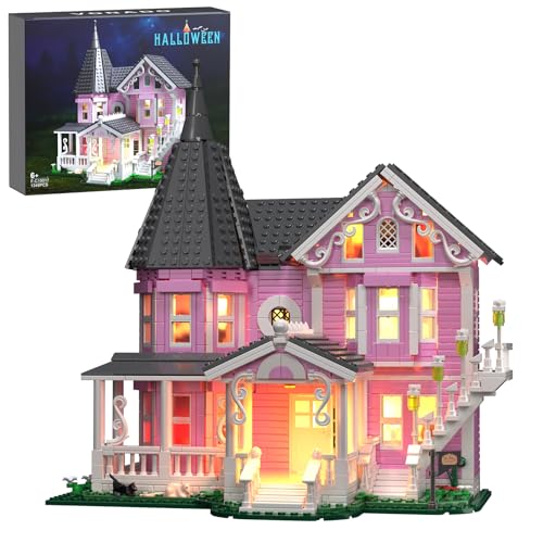 Millionspring Cora Line Pink Palace mit LED-Licht Bausteinset, detaillierter Hausmodellbausatz, kreatives Geschenk für Mädchen, Fans, Kinder und Erwachsene (1349 PCS) von Millionspring