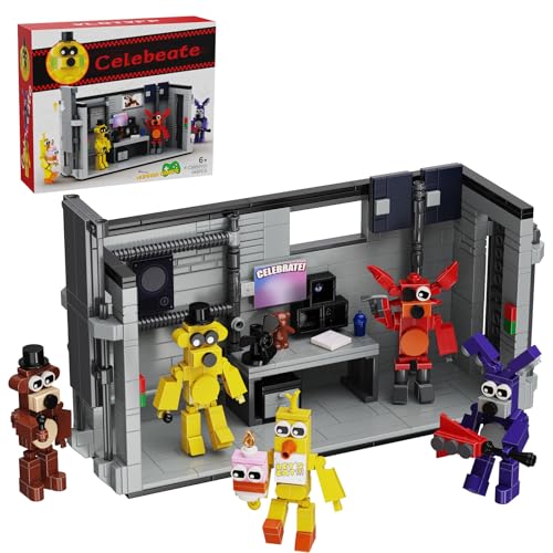 Millionspring FNAF Zeichentrickfigur Bauspielzeugsets 5 Night at Fredy Baukasten Geschenkidee für FNAF Filmfans Erwachsene Kinder von Millionspring