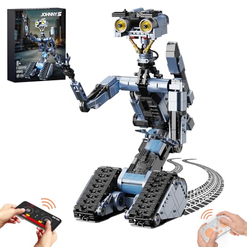 Millionspring Johnny 5 Roboter-Bausteinset Motorversion mit Fernbedienung, Kurzschluss-Offener-Stromkreis-Figuren-Modell, STEM-Roboter-Technikspielzeuggeschenke für Kinder, Erwachsene (1176 pcs) von Millionspring