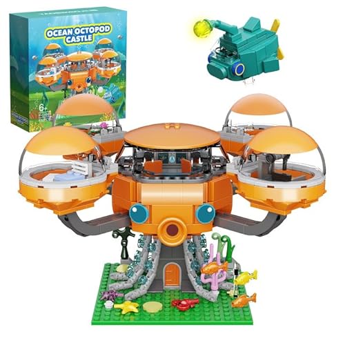 Millionspring Ocean Adventure Octopod Castle Baustein-Set 632 Teile, Deluxe-Spielset zum Bauen von Meeresfahrzeugen, Geschenk für Kinder, Jungen, Mädchen ab 6 Jahren von Millionspring