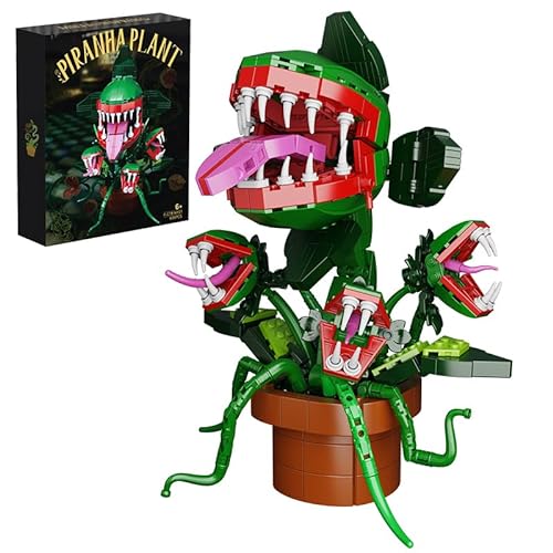 Millionspring Piranha Pflanzen Blumen austein, Audrey II Little Shop of Horrors Kannibalen-Blume mit 4 zu öffnenden Mündern, Bausatz, Geschenk für TV-Fans, Erwachsene und Kinder von Millionspring