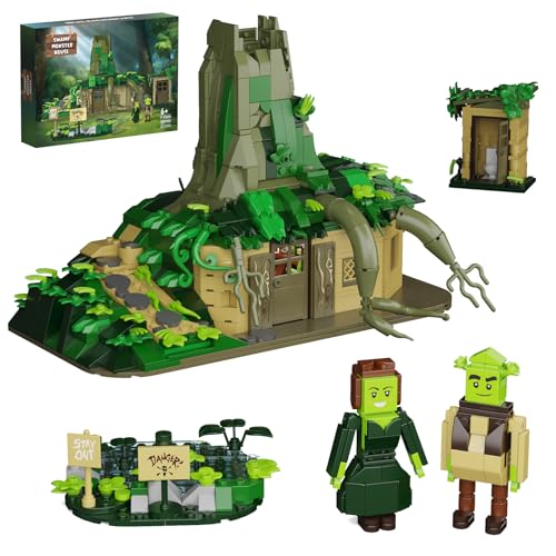 Millionspring Sumpfmonsterhaus-Bausteinset mit LED-Licht, grüne Monsterfigur, Spielzeugbausatzmodell, Heimdeko-Geschenke für Kinder, Erwachsene (1022 PCS) von Millionspring