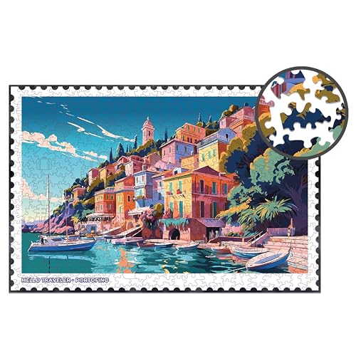 Milliwood Hello Traveler Köstliche Puzzles - Großartige Unterhaltung für die ganze Familie - Unregelmäßig geformte Puzzles - Portofino - 51x34cm - 500 Elemente von Milliwood