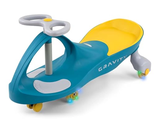 Milly Mally Gravity Ride-On - Schwerkraft-Fahrzeug für Kinder ab 3 Jahren mit leuchtenden LED-Rädern, Robuste Konstruktion, Komfortabler Sitz (Green Yellow) von Milly Mally