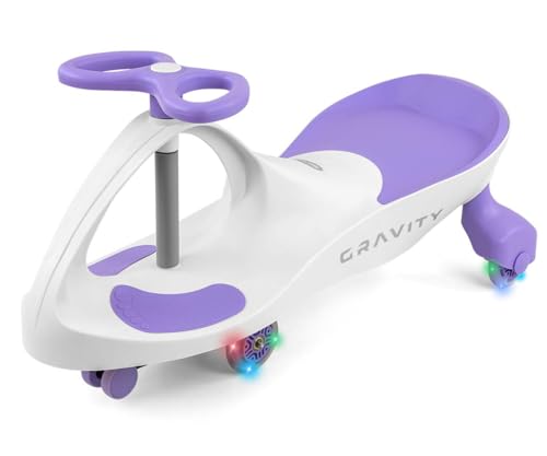 Milly Mally Gravity Ride-On - Schwerkraft-Fahrzeug für Kinder ab 3 Jahren mit leuchtenden LED-Rädern, Robuste Konstruktion, Komfortabler Sitz (White Purple) von Milly Mally