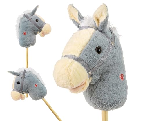 Milly Mally Hobby Pferd auf Stock Light Pink Hobby Horse Spielzeug für Kinder 18m+ (Grey) von Milly Mally