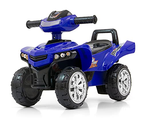 Milly Mally Monster Quad – Rutscher für Kinder, mit interaktivem Lenkrad, Musiktasten, Stauraum, Licht- und Soundeffekten, ergonomischer Sitz, stabile Räder, bis 25 kg, ab 12 Monaten (Navy) von Milly Mally