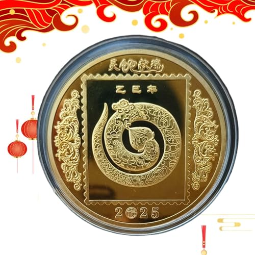 Chinese Snake Year Coin, Chinese Coin, Lunar Year Coin, Good Luck Keepsake Coin, Chinese New Year Souvenir, Gedenkmünze, 2024 Chinesische Schlangenmünze, Coin for Family von Mimoqk