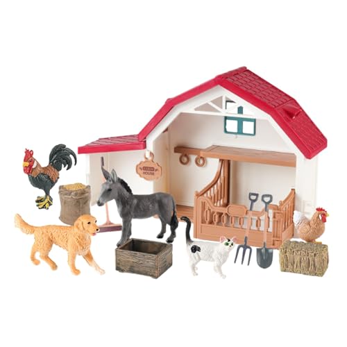 Farm Animal Playset für Kinder, interaktive Barn mit realistischen Farmtieren, Lernspielzeug, frühzeitige Entwicklung und STEM-Aktivität, 29,9 x 9,4 x 15,9 cm von Mimoqk