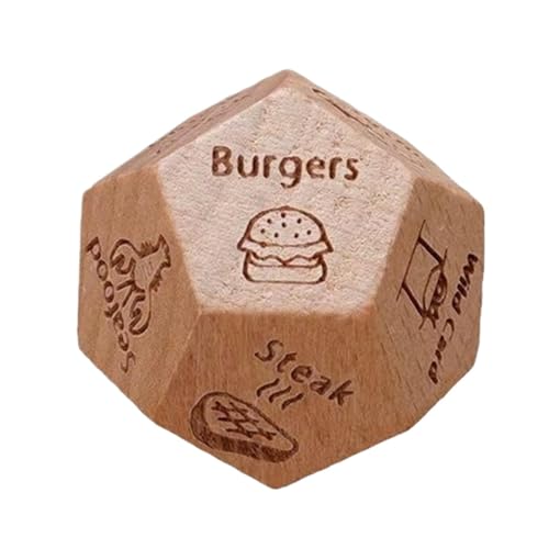 Food Dice, Meal Decision Dice, Polyhedral Dice, Wooden Food Cubes, Dinner Choice Cubes, Date Night Cubes, Wooden Polyhedral Meal Decision Dice for Dinner Planning1.34x1.18 Inches von Mimoqk