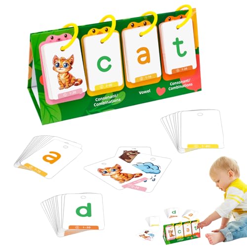 Kindergarten Phonics Games | Lernen Sie zum Read Word Builder Games mit 80 Karten | Preschool Phonics Manipulatives For Early Learning | Interactive Reading Games For Kids, Ideal For Phonics And von Mimoqk