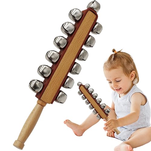 Mimoqk 13 Bell Musikinstrumente, Holzhantel, Percussion Instrumente Jingle Bells, Wooden Shaker Jingle Bells, Early Education Bells Instruments Kids Musical Toy for Boys and Girls von Mimoqk