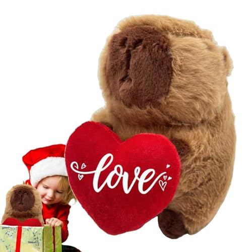 Mimoqk Capybara Plush Toys, Stuffed Capybara Pillow, Cute Animal Pillow, Capybara Stuffed Animal, Stuffed Capybara Animal Pillow Capybara Plush Toy Holding a Heart for Kids and Toddler von Mimoqk