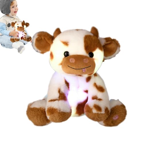 Mimoqk Cow Stuffed Animal with Colorful Lights | Plush Stuffed Toy for Kids | Colorful Light-Up Cow Stuffed Animal | Lustige und weiche Tierpuppe für und Mädchen, perfekt für Kinder von Mimoqk