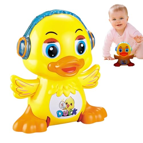 Mimoqk Dancing Duck Toy | Interaktives Lernspielzeug mit LED Licht | Singing Talking Cartoon Duck Toy mit animierten Twisting and Glowing Features for 3+ Interactive Dancing Duck Toy von Mimoqk