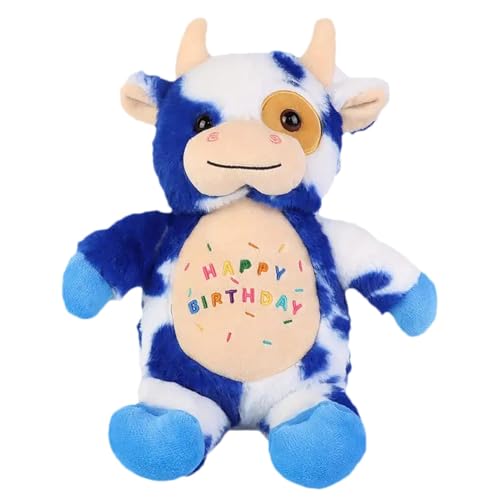 Mimoqk Highland Cow Doll, Highland Cow Plüschtier, Happy Birthday, Hugging Pillow Plüschtier, Realistische Cow Stuffed Animals Scottish Cow Plüschtier, Highland Cow Doll für Erwachsene, Kinder von Mimoqk