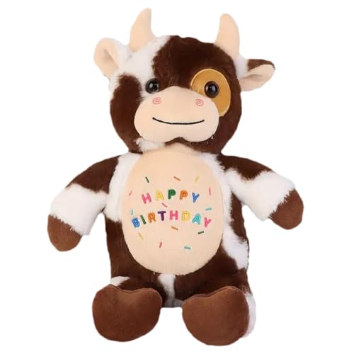 Mimoqk Highland Cow Doll, Highland Cow Plüschtier, Happy Birthday, Hugging Pillow Plüschtier, Realistische Cow Stuffed Animals Scottish Cow Plüschtier, Highland Cow Doll für Erwachsene, Kinder von Mimoqk