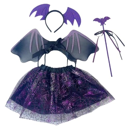 Mimoqk Kinder Halloween Kleidung Requisiten,Halloween Teufel Fledermaus Kostüm - Teufelskostüm für Kinder - Dark Angel Kostüm Cosplay Outfits mit Teufelszubehör für Weihnachten, Ostern von Mimoqk