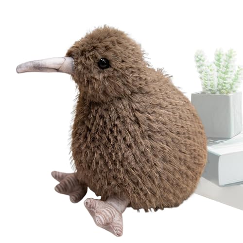 Mimoqk Kiwi Bird Plush Toy, Stuffed Animal Kiwi Toy, Cute Furry Bird Toy, Animal Plushie Doll, Cute Furry Animal Realistic Simulation Kiwi Bird Plush Toy for Kids Birders and Animal Lovers von Mimoqk