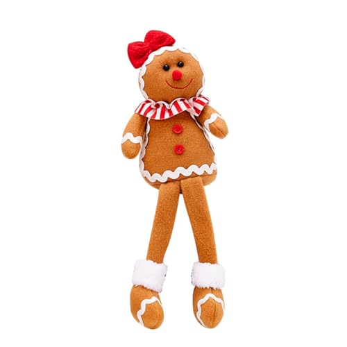 Mimoqk Lebkuchen-Weihnachtsdekorationen, gefüllte Lebkuchenpuppen, Lebkuchenjungen-Mädchen-, Lebkuchen-Stofffiguren, süßes Lebkuchenspielzeug für Sofa-Weihnachtsfeier von Mimoqk