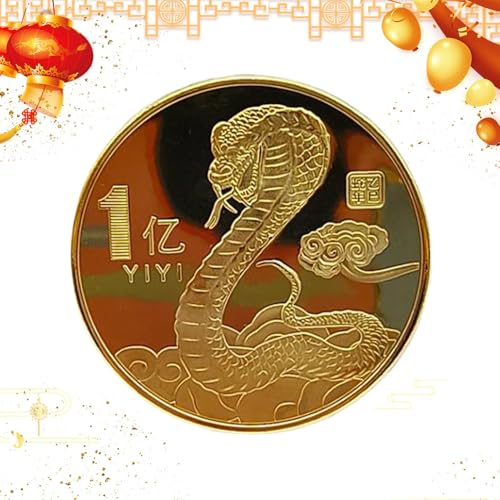 Mimoqk Lunar Year of The Snake Coin Collectible Exquisite Snake Coin Retro Snake Coin Sturdy Collectible Coin Exquisite 3D Printing Lunar Year of The Snake Coin for Collectors von Mimoqk