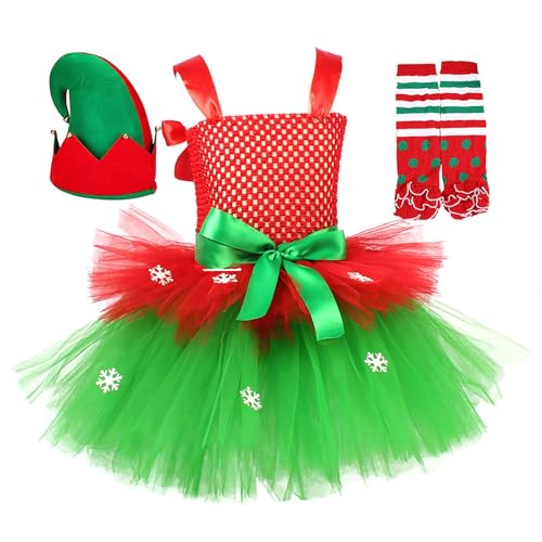 Mimoqk Mädchen Weihnachtskleid - Weihnachtskostüm mit Hut und Socken,Ärmelloses Tüllkleid als Festkostüm für Winterliche Fotografie Partys Mimoqk Mädchen Weihnachtskleid - Weihnachtskostüm mit Hut und Socken,Ärmelloses Tüllkleid als Festkostüm für Winterliche Fotografie Partys von Mimoqk