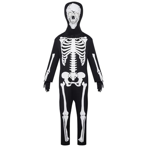 Mimoqk Skelettkostüm Kinder - Leuchtendes Skelett Overall Halloween Kostüm für Kinder - Cosplay Set mit Handschuhen und Kopfhaube für und Mädchen für verschiedene Anlässe Mimoqk Skelettkostüm Kinder - Leuchtendes Skelett Overall Halloween Kostüm für Kinder - Cosplay Set mit Handschuhen und Kopfhaube für und Mädchen für verschiedene Anlässe von Mimoqk