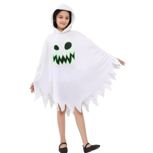 Mimoqk Spooky Ghost Costume, Eerie Halloween Dress, Ghostly Halloween Outfit, Tattered Ghost Soft Material Comfortable Children Halloween Dress Trick or Treat Ghost Costume for Halloween von Mimoqk