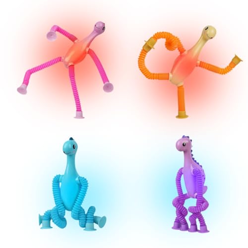 Mimoqk Teleskop-Saugnapf Dinosaurier | 4-teiliges Dinosaurier-Röhrchen für Kinder – Geschenkset mit Lichtern für Geburtstag Reise Spiel Ablenkung Mimoqk Teleskop-Saugnapf Dinosaurier | 4-teiliges Dinosaurier-Röhrchen für Kinder – Geschenkset mit Lichtern für Geburtstag Reise Spiel Ablenkung von Mimoqk