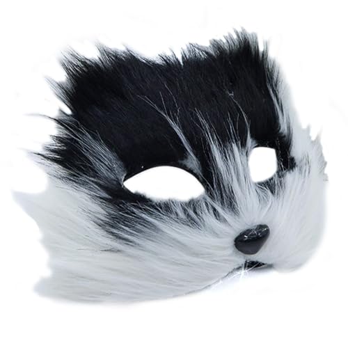 Mimoqk Tier-Gesichtsbedeckung, Halbgesichtsbedeckung Cosplay - Bequeme Tier-Maskerade-Abdeckung, pelzige Gesichtsbedeckung - Einzigartige Halloween-Accessoire-Maskerade-Gesichtsbedeckung für von Mimoqk