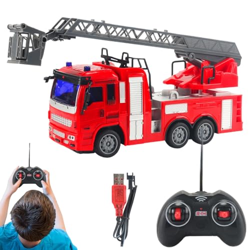 Mimoqk Toddler Fire Truck Toys Set with Lighting Effects, Children's Fire Truck Car Set for Home, School, Park and Kindergarten, Perfect Educational Toy for Young Children and Future Firefighters von Mimoqk