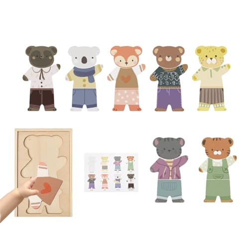 Mimoqk Verkleidungsspiele Tierdesign - Anziehpuppen,Pädagogisches Holzbrett Puzzle Zuordnen und Sortieren für Kinder Mädchen Reise Kindergarten Geburtstag Vorschule Weihnachten Rollenspiel Mimoqk Verkleidungsspiele Tierdesign - Anziehpuppen,Pädagogisches Holzbrett Puzzle Zuordnen und Sortieren für Kinder Mädchen Reise Kindergarten Geburtstag Vorschule Weihnachten Rollenspiel von Mimoqk