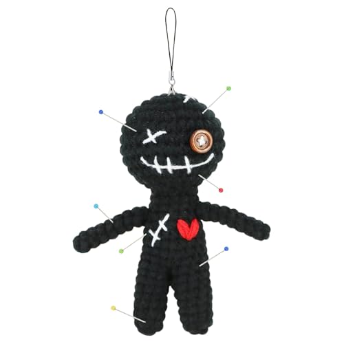 Mimoqk Voodoo Doll with Pins, Emotional Support Plush Crochet Doll, Inspirational Positive Ornament, Soft Stuffed Design for Living Room and Bedroom Decoration, 4.72x2.36 Inches von Mimoqk