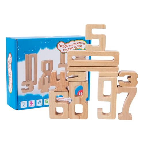 Mimoqk Wooden Number Building Blocks, Stacking Educational Digit Blocks, 1-10 Counting & Matching Set, Math Learning Toy, Preschool STEM Activity for Kids Ages 3+, 630 g von Mimoqk