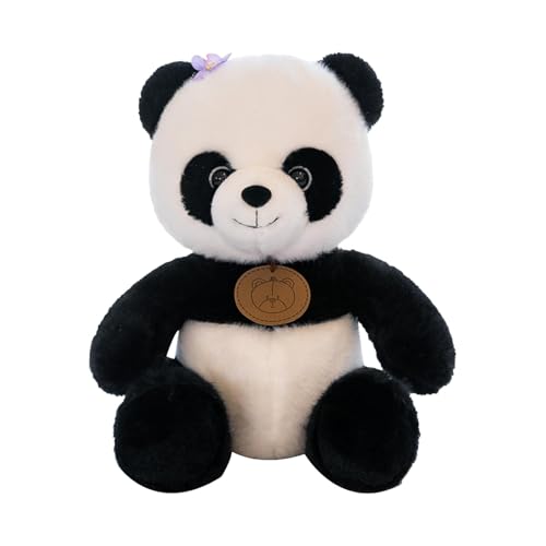 Plüsch-Panda-Plüschtier | Superweiche Körperpuppe | Panda Plüschtier mit violettem Blumenakzent | Ideales Kinderspielzeug für Kindergärten und Schlafzimmerdekorationen, perfekt für von Mimoqk