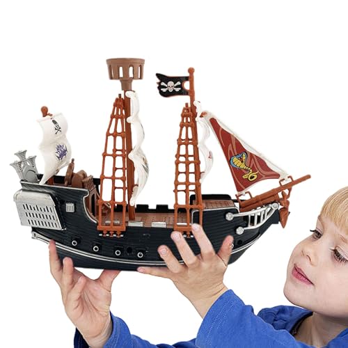 Realistisches Piratenschiff-Modell, karibisches Piratenschiff-Ornament, Bootsspielzeug, realistisches dekoratives Sammlerstück, hölzernes Piratenschiff-Modell, Piratenschiff-Dekoration für Kinder von Mimoqk