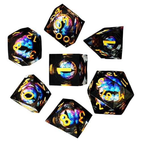 Role-Playing Dice Set, 7 x tragbares Tiny Dice, kleines Polyhedral Dice Set, Polyhedral Dice mit Liquid Core Design, einzigartiges Dice Zubehör für Board Game Männer und Frauen von Mimoqk