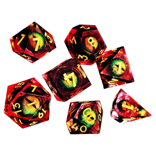 Role-Playing Dice Set, 7 x tragbares Tiny Dice, kleines Polyhedral Dice Set, Polyhedral Dice mit Liquid Core Design, einzigartiges Dice Zubehör für Board Game Männer und Frauen von Mimoqk